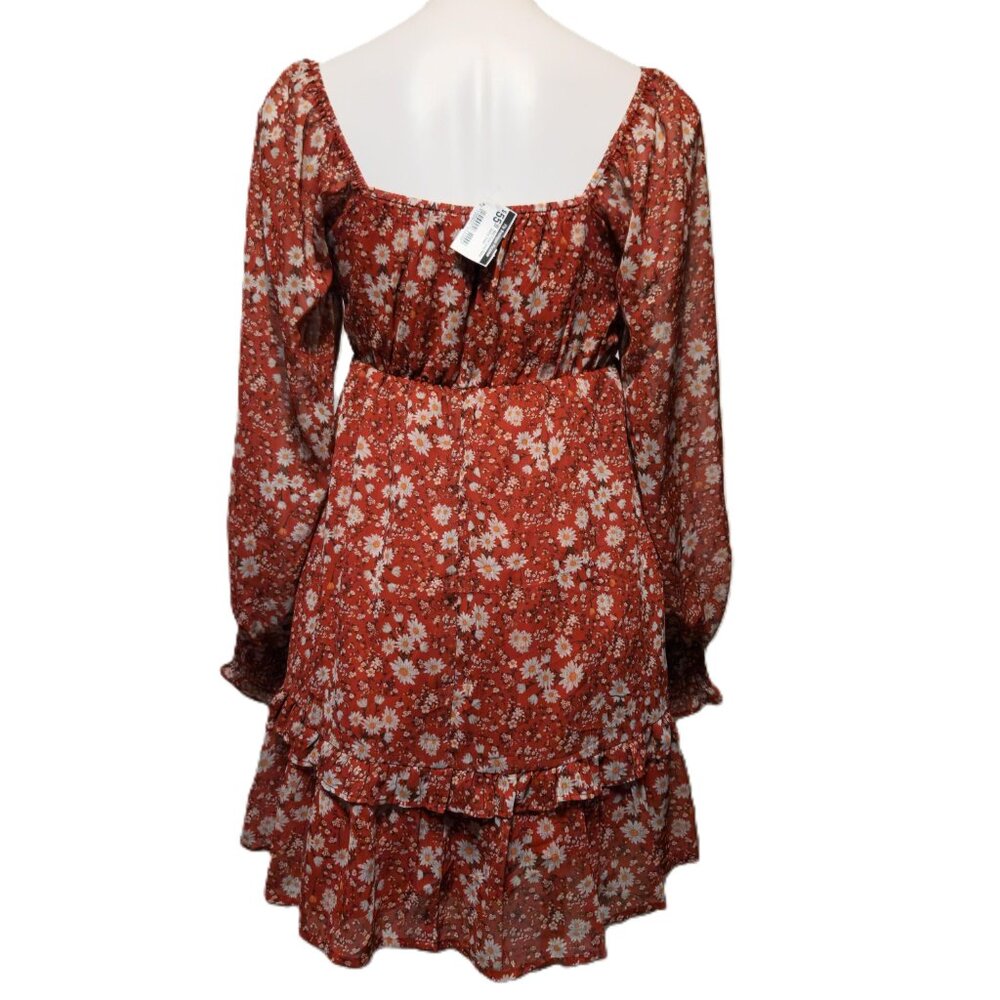 New Peach Love California boho dress Women's small red floral babydoll peasant - Picture 10 of 16